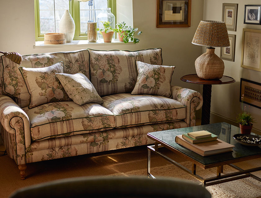 Aldingbourne 3 Seater Sofa in RHS Etta's Bouquet Alba Truffle